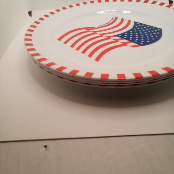 Melamine Ware America The Beautiful Plates Lot of 4 Flag 10" Patriotic July 4th - Picture 9 of 11